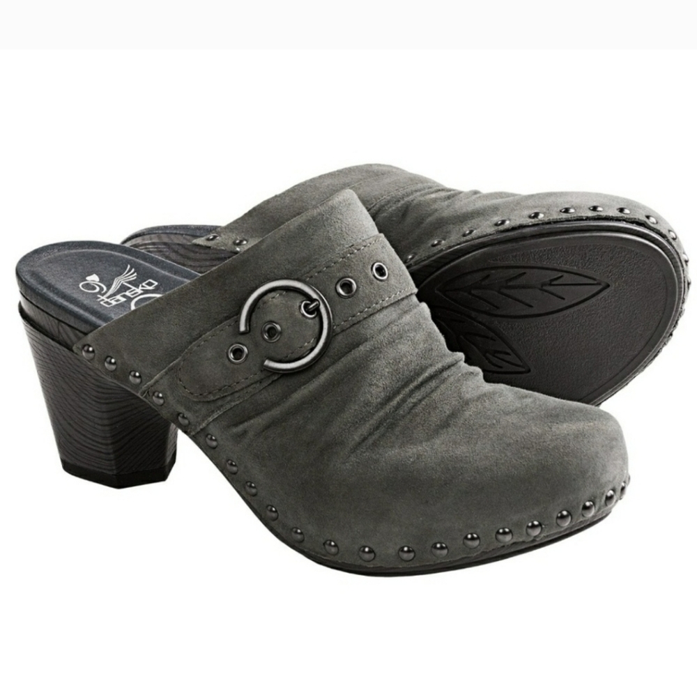 Dansko Womens Nadine Gray Suede Slip On Mules Clogs 41 US‎ 10.5-11